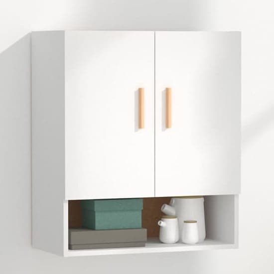 Aizza Wooden Wall Storage Cabinet With 2 Doors In White_1