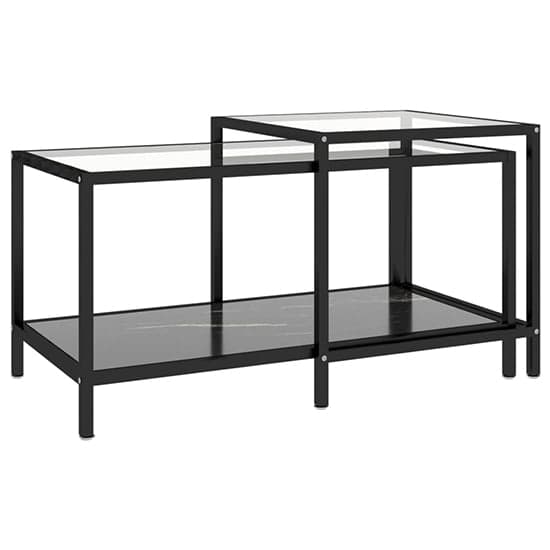 Akio Glass Coffee Tables With Black Marble Effect Undershelf_2