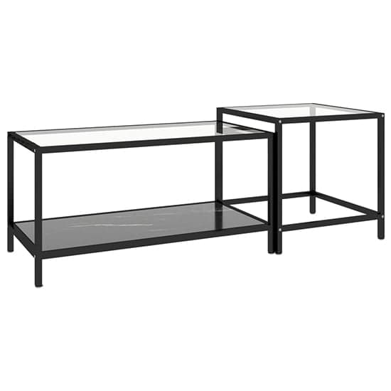 Akio Glass Coffee Tables With Black Marble Effect Undershelf_4