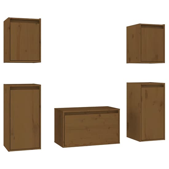 Akiva Wall Hung Solid Pinewood Entertainment Unit In Honey Brown_3
