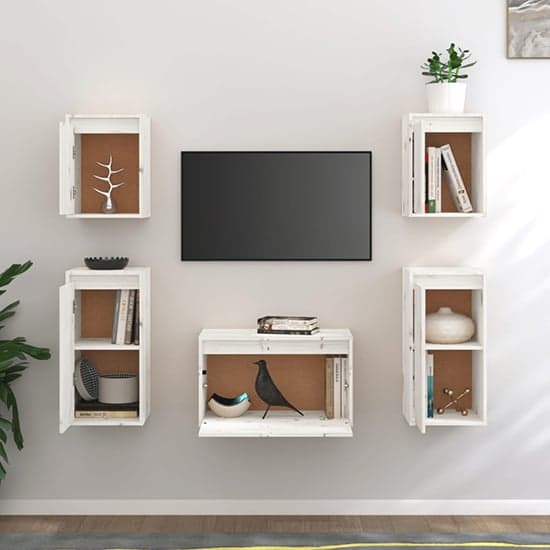 Akiva Wall Hung Solid Pinewood Entertainment Unit In White_2