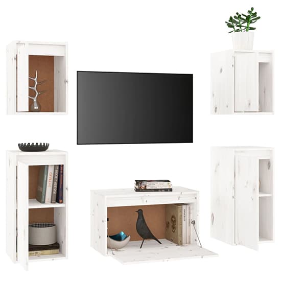 Akiva Wall Hung Solid Pinewood Entertainment Unit In White_4