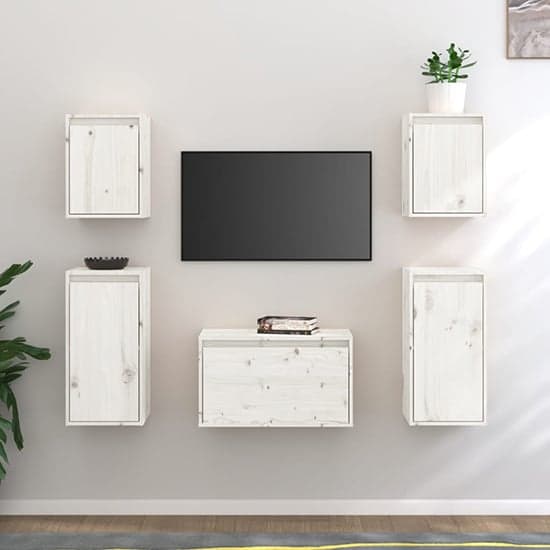Akiva Wall Hung Solid Pinewood Entertainment Unit In White_1