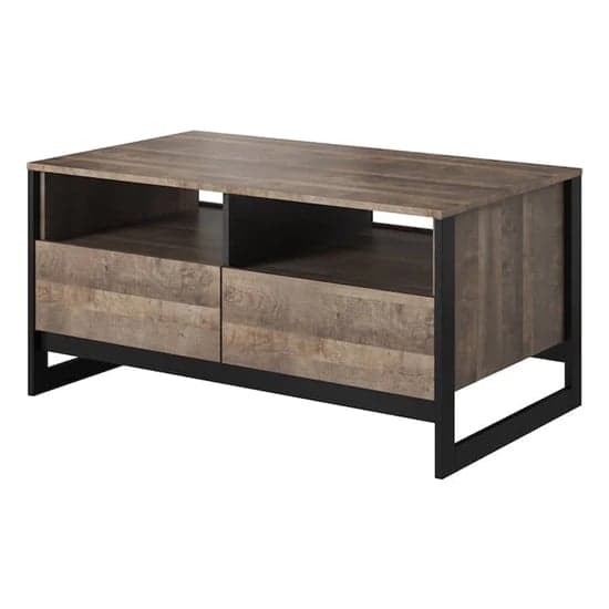 Akron Wooden Coffee Table With 2 Drawers In Grande Oak_1