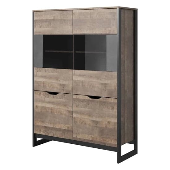 Akron Display Cabinet With 4 Doors In Grande Oak And LED_3