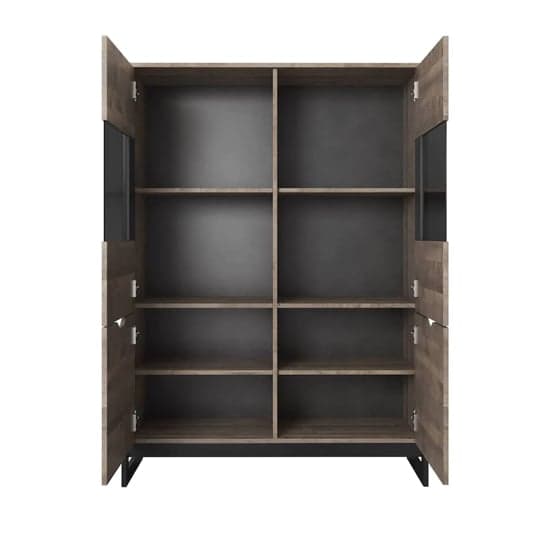 Akron Display Cabinet With 4 Doors In Grande Oak And LED_4