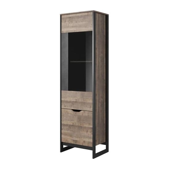 Akron Display Cabinet Tall With 2 Doors In Grande Oak And LED_2
