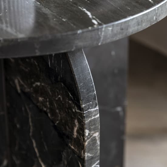 Akron Marble Side Table Round In Black_2