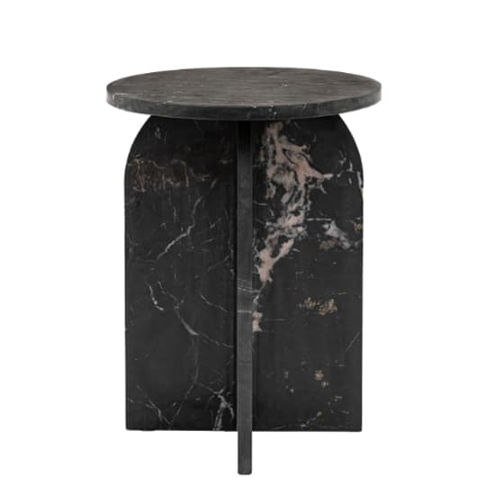 Akron Marble Side Table Round In Black_4