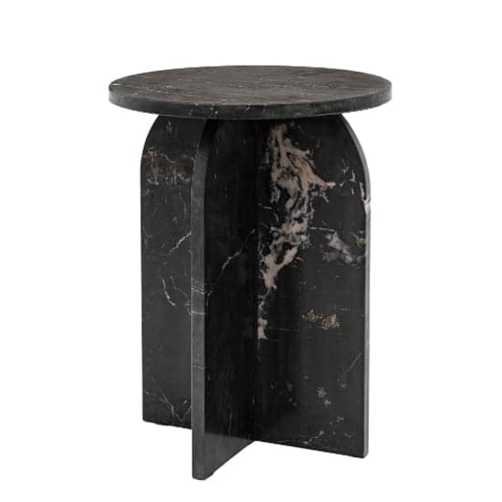 Akron Marble Side Table Round In Black_5
