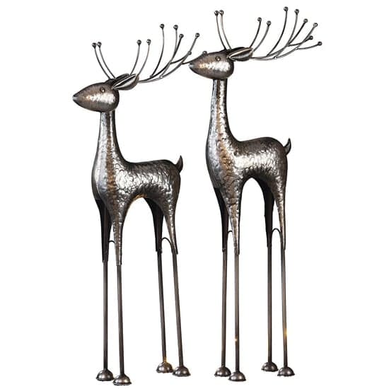 Akron Metal Deer Knut Sculpture In Antique Silver_2