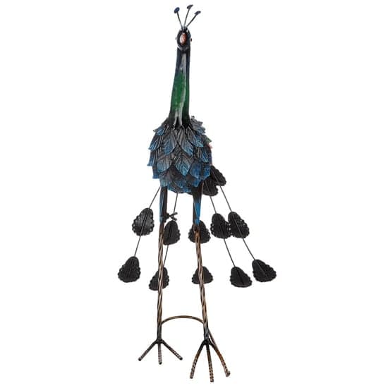 Akron Metal Peacock Sculpture Small In Blue And Green_2