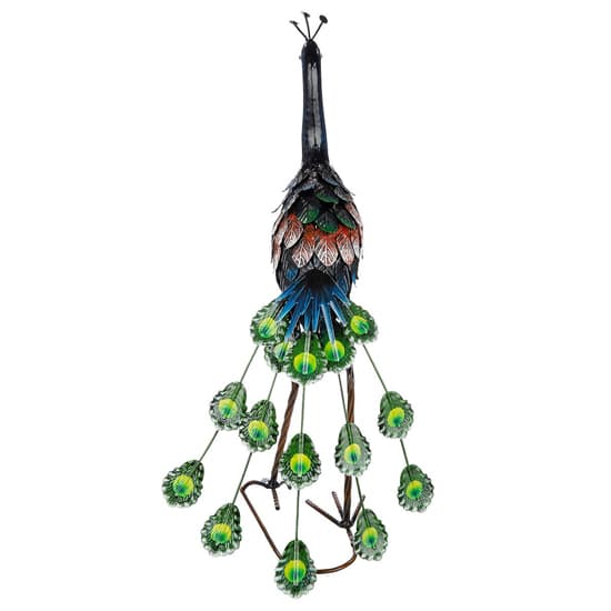 Akron Metal Peacock Sculpture Small In Blue And Green_3