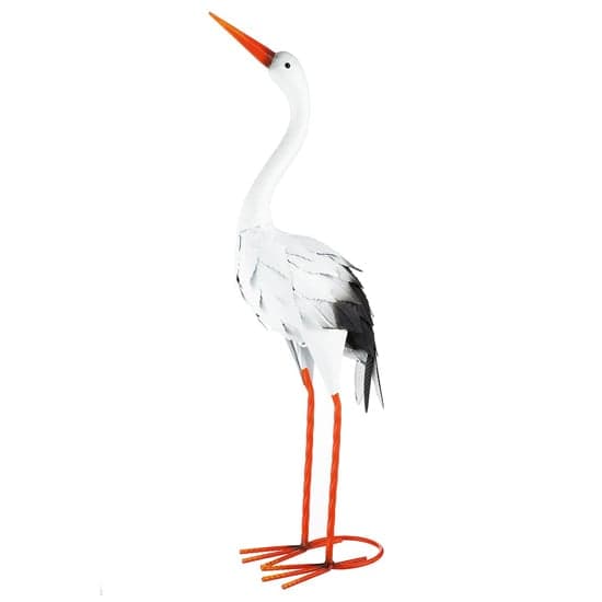 Akron Metal Stork Sculpture Small In White_1