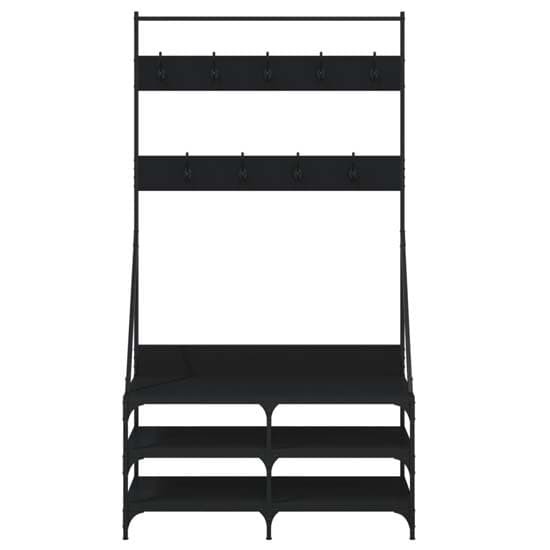 Akron Wooden Clothes Rack With Shoe Storage In Black_4