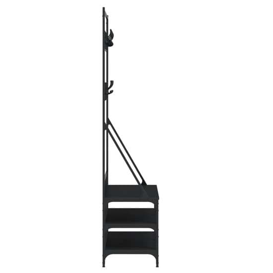 Akron Wooden Clothes Rack With Shoe Storage In Black_5