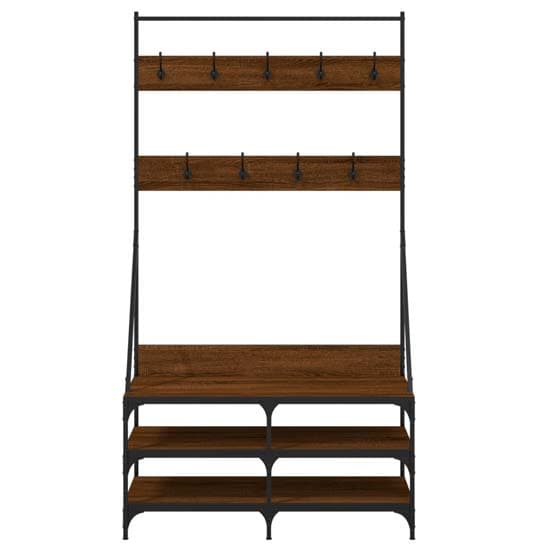 Akron Wooden Clothes Rack With Shoe Storage In Brown Oak_4