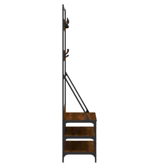 Akron Wooden Clothes Rack With Shoe Storage In Brown Oak_5