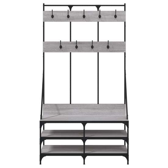 Akron Wooden Clothes Rack With Shoe Storage In Grey Sonoma Oak_4