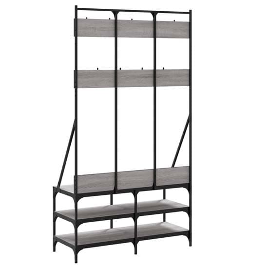 Akron Wooden Clothes Rack With Shoe Storage In Grey Sonoma Oak_6