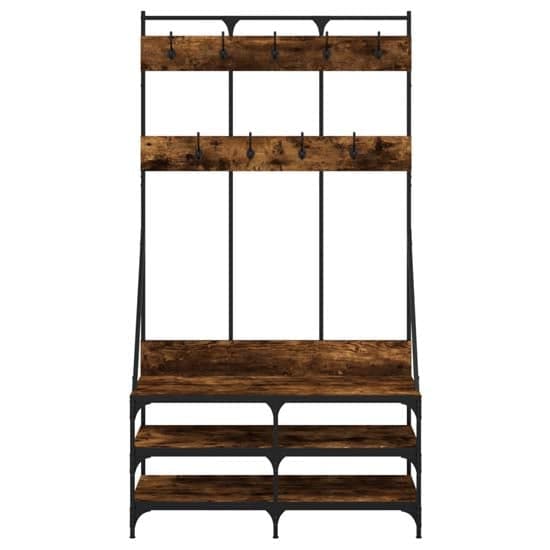 Akron Wooden Clothes Rack With Shoe Storage In Smoked Oak_4