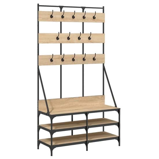 Akron Wooden Clothes Rack With Shoe Storage In Sonoma Oak_2