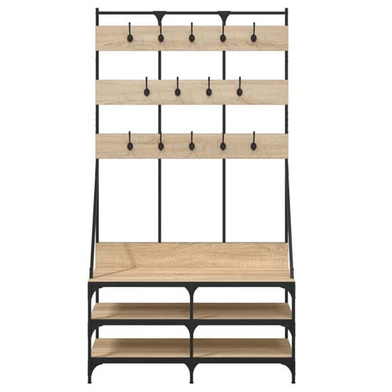Akron Wooden Clothes Rack With Shoe Storage In Sonoma Oak_4