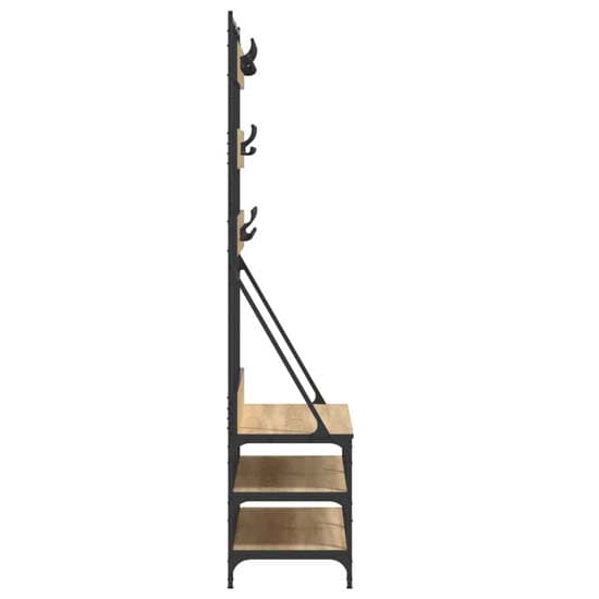 Akron Wooden Clothes Rack With Shoe Storage In Sonoma Oak_5
