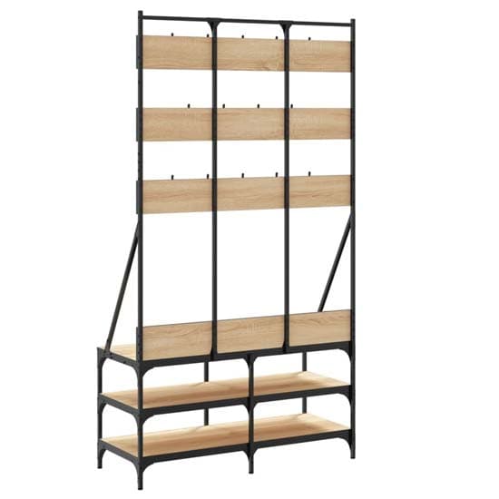 Akron Wooden Clothes Rack With Shoe Storage In Sonoma Oak_6