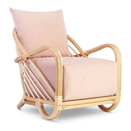 Akure Rattan Armchair With Velvet Blush Seat Cushion_2