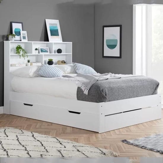Alafia Wooden Storage Double Bed In White_1