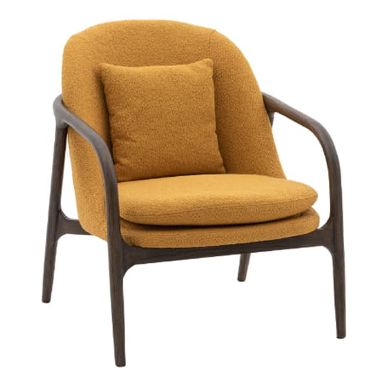 Allegra Fabric Armchair With Dark Wooden Frame In Ochre_2