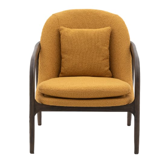 Allegra Fabric Armchair With Dark Wooden Frame In Ochre_3