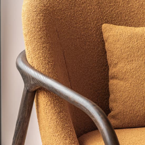 Allegra Fabric Armchair With Dark Wooden Frame In Ochre_6