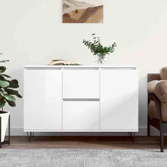 Alamosa High Gloss Sideboard With 2 Doors 2 Drawers In White_1