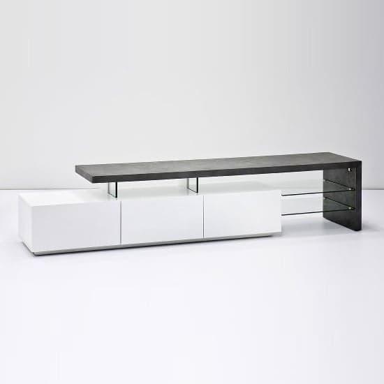 Alanis Wooden TV Stand With Storage In Concrete And Matt White_2