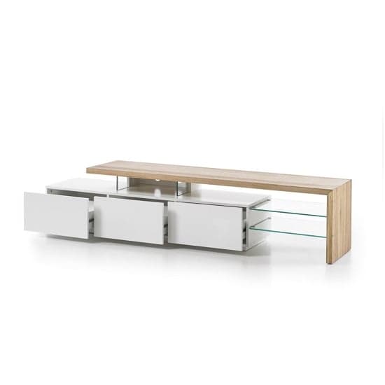 Alanis Wooden TV Stand With Storage In Knotty Oak And Matt White_2