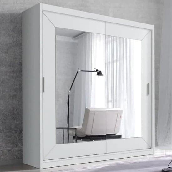 Alanya Mirrored Wardrobe 2 Sliding Doors 180cm In Matt White_1