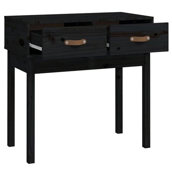 Alanya Pinewood Console Table With 2 Drawers In Black_5