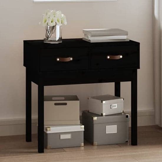 Alanya Pinewood Console Table With 2 Drawers In Black_1