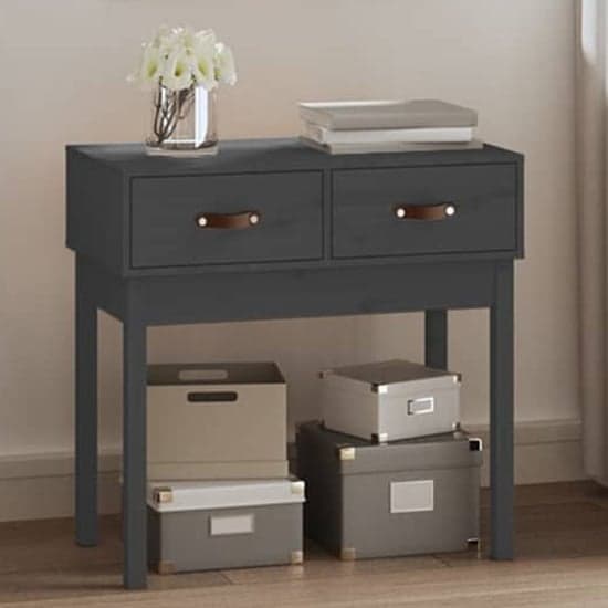 Alanya Pinewood Console Table With 2 Drawers In Grey_1