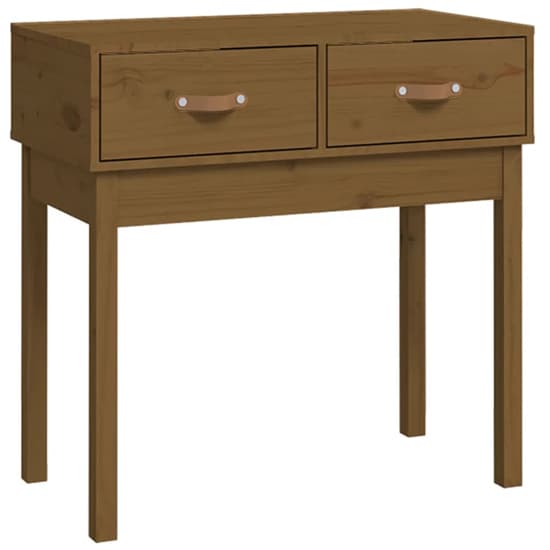 Alanya Pinewood Console Table With 2 Drawers In Honey Brown_3