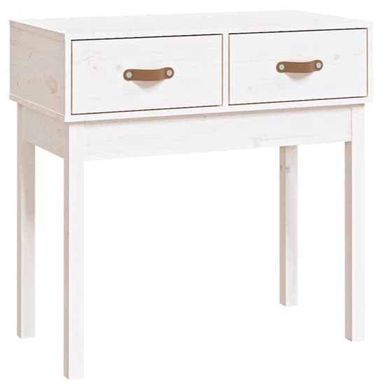 Alanya Pinewood Console Table With 2 Drawers In White_3