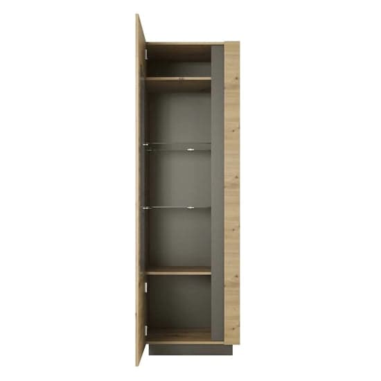 Alaro Display Cabinet Tall 1 Door In Artisan Oak With LED_2