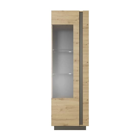Alaro Display Cabinet Tall 1 Door In Artisan Oak With LED_3