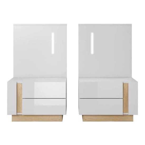 Alaro Gloss Set Of 2 Bedside Cabinets In White With LED_2