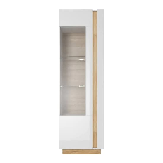 Alaro High Gloss Display Cabinet Tall 1 Door In White With LED_3