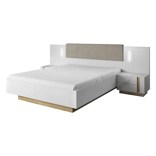 Alaro High Gloss King Size Bed In White_2