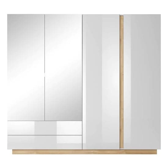 Alaro High Gloss Mirrored Wardrobe With 4 Doors In White_5