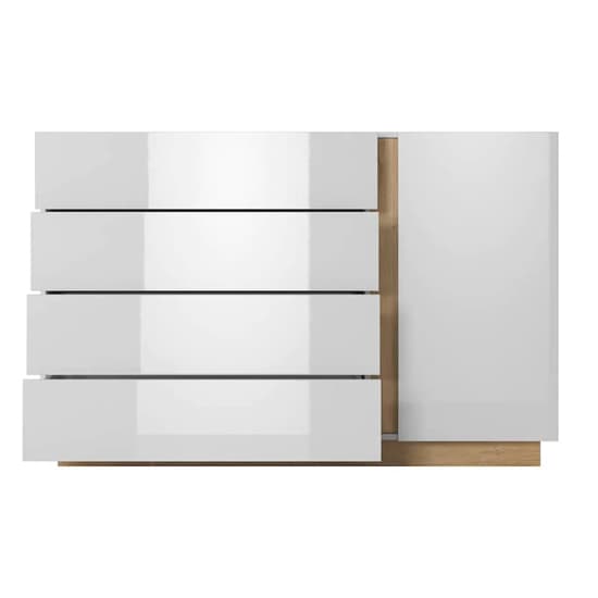 Alaro High Gloss Sideboard With 1 Door 4 Drawers In White_3